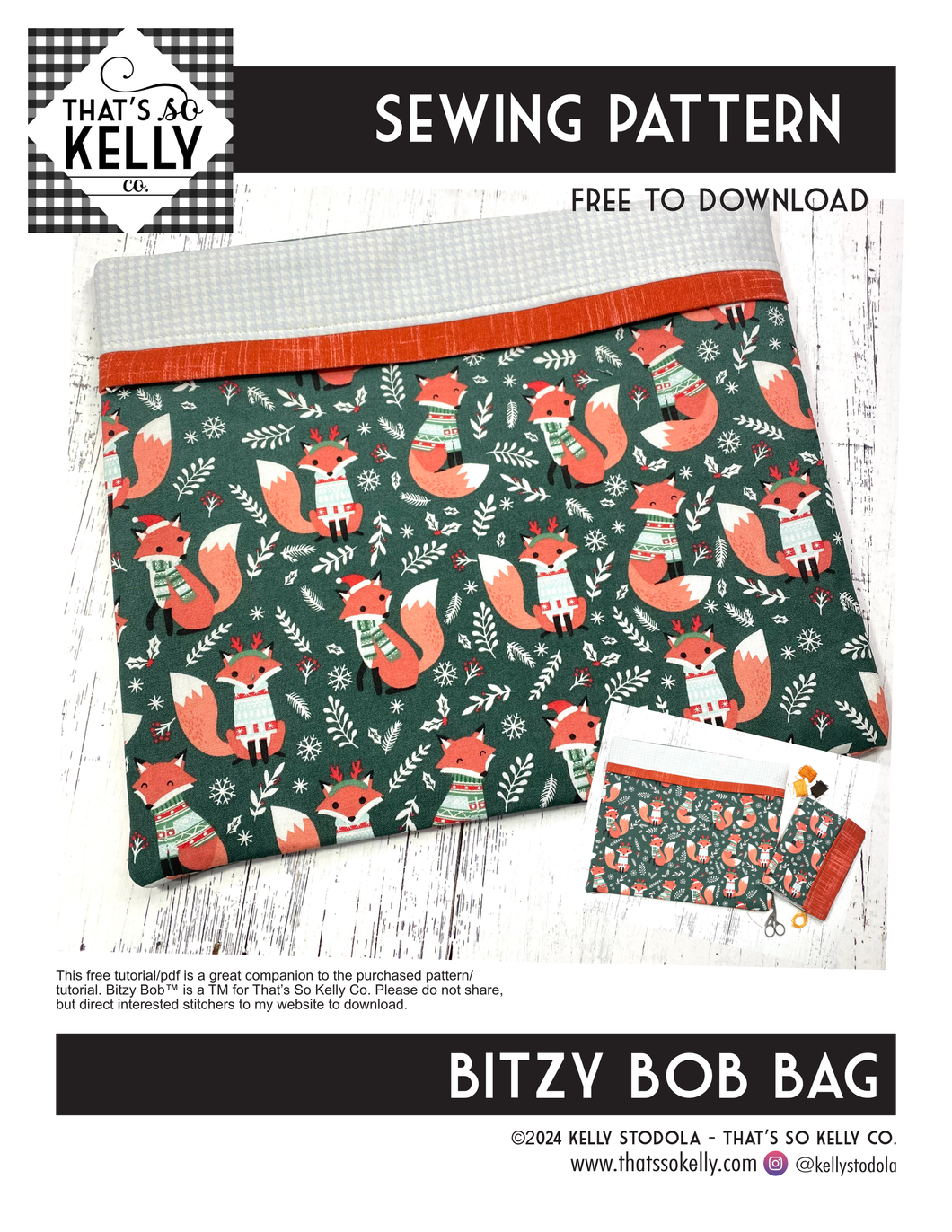 Bitzy Bob Bag Sewing Pattern - FREE DOWNLOAD